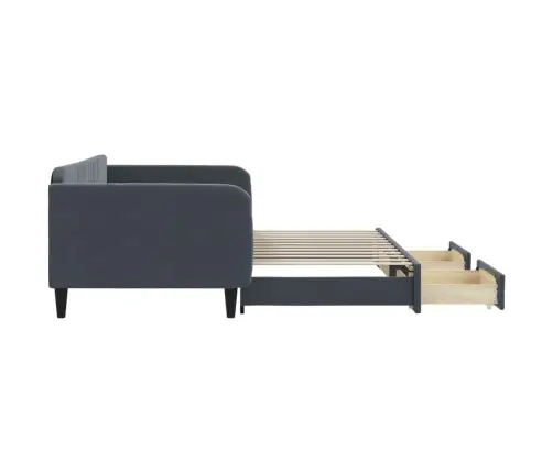 Lova Su Ištraukiama Dalimi/Stalčiais, Pilka, 100X200cm Aksomas