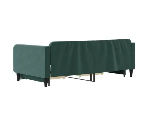 Izvelkams Dīvāns Ar Atvilktnēm, Tumši Zaļš, 100X200 Cm, Samts Vidaxl