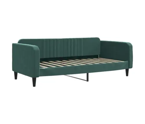 Izvelkams Dīvāns Ar Atvilktnēm, Tumši Zaļš, 100X200 Cm, Samts Vidaxl