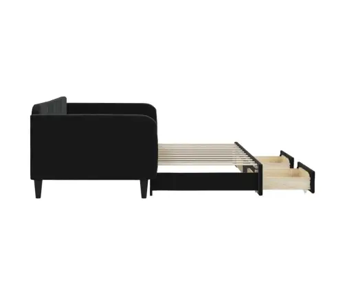 Izvelkams Dīvāns Ar Atvilktnēm, Melns, 100X200 Cm, Samts Vidaxl