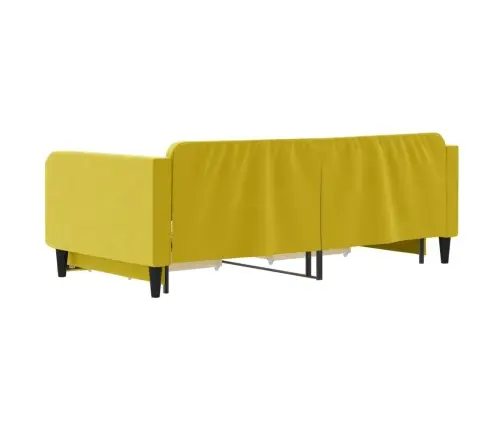 Ištraukiama Lova Su Stalčiais, Geltona, 100X200cm Aksomas