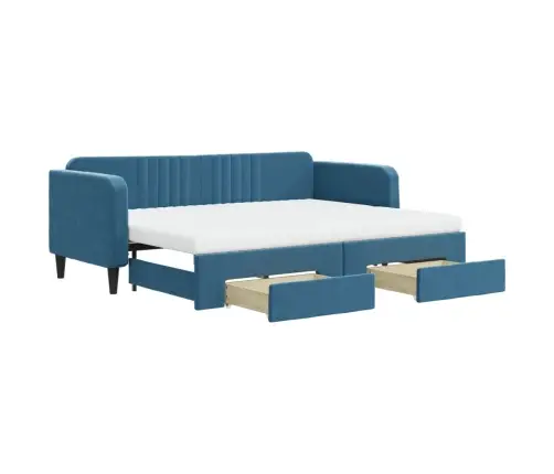 Diivanvoodi Väljatõmmatava Osaga, Sinine, 80X200 cm Samet