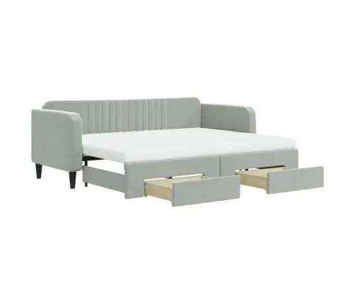 Väljatõmmatav Diivanvoodi, Helehall, 80X200 cm Samet