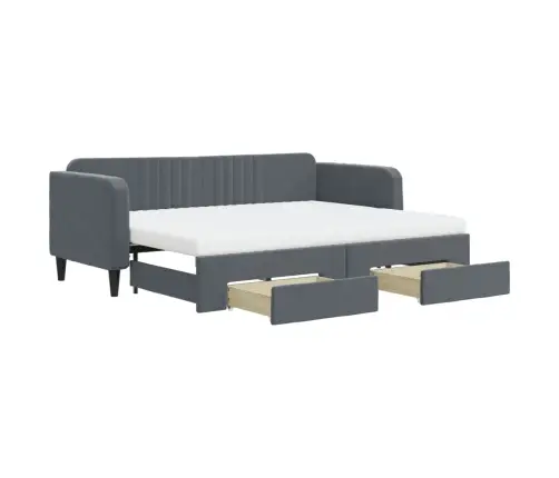 Diivanvoodi Väljatõmmatava Osaga, Tumehall, 80X200 Cm Samet