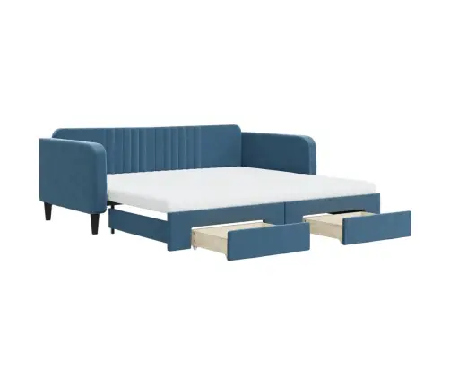 Izvelkams Dīvāns Ar Atvilktnēm, Zils, 100X200 Cm, Samts Vidaxl