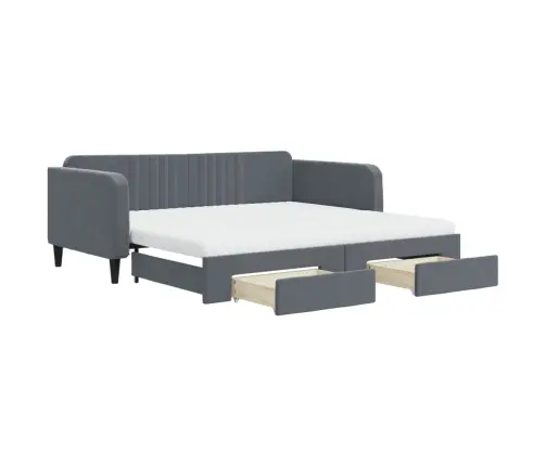 Izvelkams Dīvāns Ar Atvilktnēm, Tumši Pelēks, 100X200 Cm, Samts Vidaxl