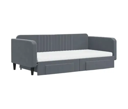 Izvelkams Dīvāns Ar Atvilktnēm, Tumši Pelēks, 100X200 Cm, Samts Vidaxl