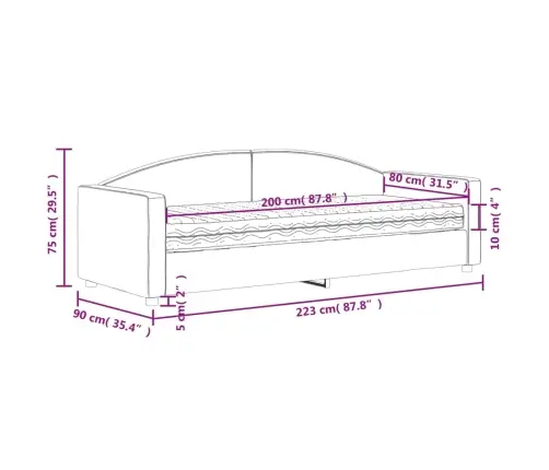 Dīvāngulta Ar Matraci, Gaiši Pelēks Audums, 80X200 Cm Vidaxl Dīvāngulta Ar Matraci, Gaiši Pelēks Audums, 80X200 Cm Vidaxl