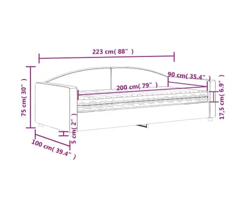 Dīvāngulta Ar Matraci, Tumši Pelēks Audums, 90X200 Cm Vidaxl