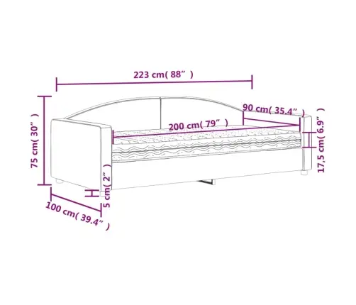 Dīvāngulta Ar Matraci, Pelēkbrūns Audums, 90X200 Cm Vidaxl