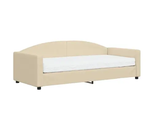 Lova Su Čiužiniu, Kreminės Spalvos, 90X200cm Audinys