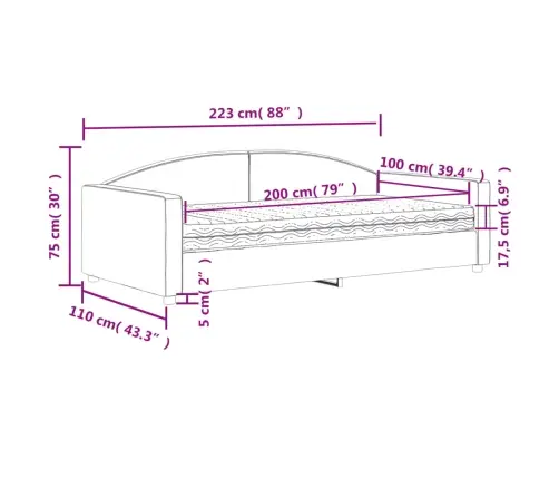 Dīvāngulta Ar Matraci, Pelēkbrūns Audums, 100X200 Cm Vidaxl