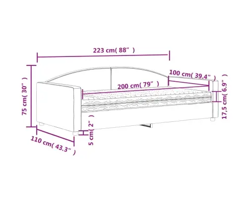 Lova Su Čiužiniu, Kreminės Spalvos, 100X200cm Audinys