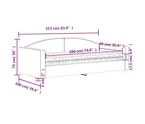 Dīvāngulta Ar Matraci, Tumši Pelēks Audums, 90X190 Cm Vidaxl