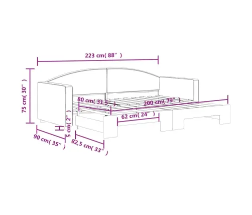 Dīvāngulta Bez Matrača, Tumši Pelēks, 80X200 Cm Vidaxl