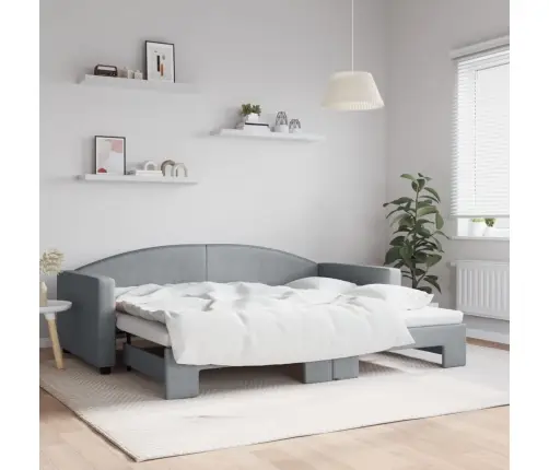 Izvelkams Dīvāns, Gaiši Pelēks, 90X200 Cm, Audums Vidaxl