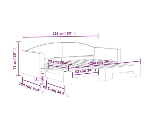 Izvelkams Dīvāns, Melns, 90X200 Cm, Audums Vidaxl