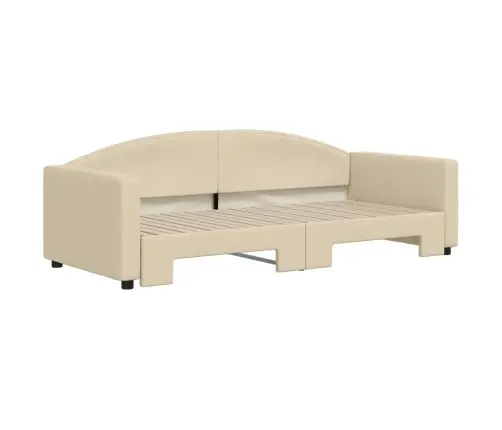 Izvelkams Dīvāns, Krēmkrāsas, 90X200 Cm, Audums Vidaxl