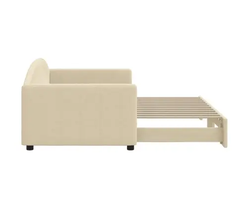 Izvelkams Dīvāns, Krēmkrāsas, 90X200 Cm, Audums Vidaxl