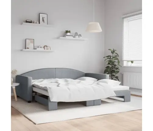 Lova Su Ištraukiama Dalimi, Šviesiai Pilka, 100X200cm Audinys