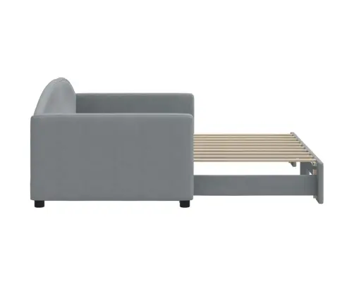 Lova Su Ištraukiama Dalimi, Šviesiai Pilka, 90X190cm Audinys