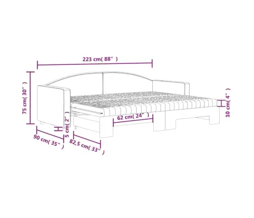 Izvelkama Dīvāngulta Ar Matraci, Tumši Pelēks Audums, 80X200 Cm Vidaxl