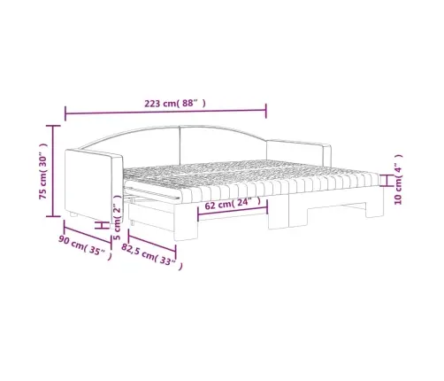 Diivanvoodi Väljatõmmatava Osaga, Pruunikas, 80X200 cm Kangas