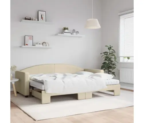 Dīvāngulta Ar Matraci, Krēmkrāsas Audums, 80X200 Cm Vidaxl