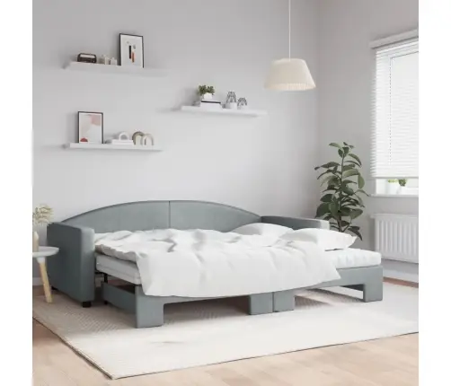 Dīvāngulta Ar Matraci, Gaiši Pelēks Audums, 90X200 Cm Vidaxl