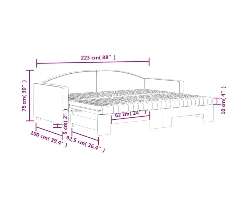 Dīvāngulta Ar Matraci, Tumši Pelēks Audums, 90X200 Cm Vidaxl