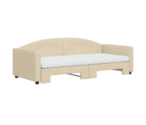 Dīvāngulta Ar Matraci, Krēmkrāsas Audums, 90X200 Cm Vidaxl