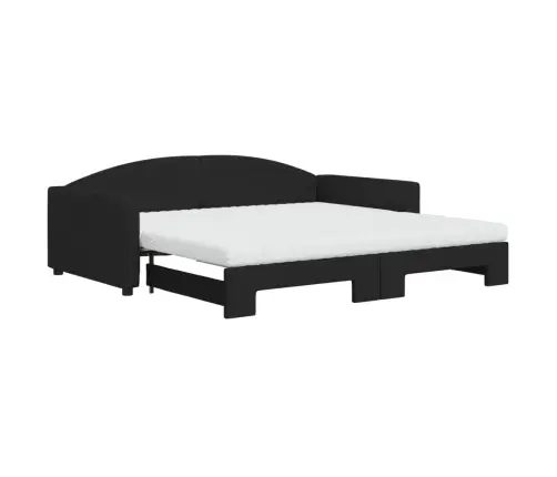 Lova Su Ištraukiama Dalimi/Čiužiniu, Juoda, 100X200cm Audinys