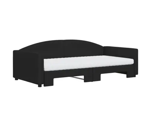 Lova Su Ištraukiama Dalimi/Čiužiniu, Juoda, 100X200cm Audinys