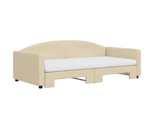 Ištraukiama Lova Su Čiužiniu, Kreminė, 100X200cm Audinys