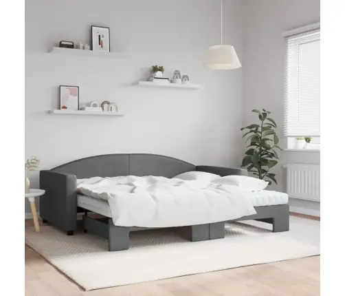 Dīvāngulta Ar Matraci, Tumši Pelēks Audums, 90X190 Cm Vidaxl