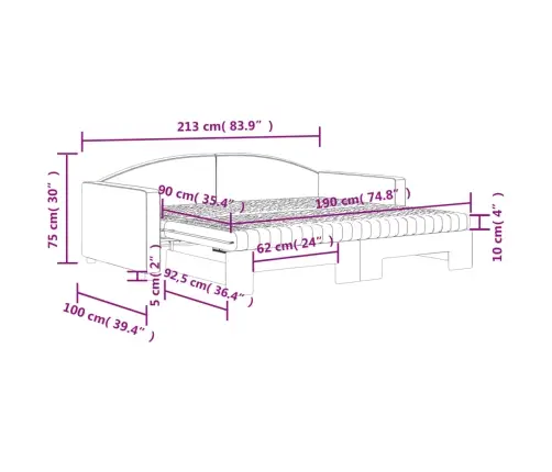 Dīvāngulta Ar Matraci, Melns Audums, 90X190 Cm Vidaxl