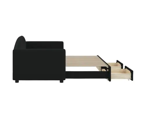 Lova Su Ištraukiama Dalimi/Stalčiais, Juoda, 80X200cm Audinys