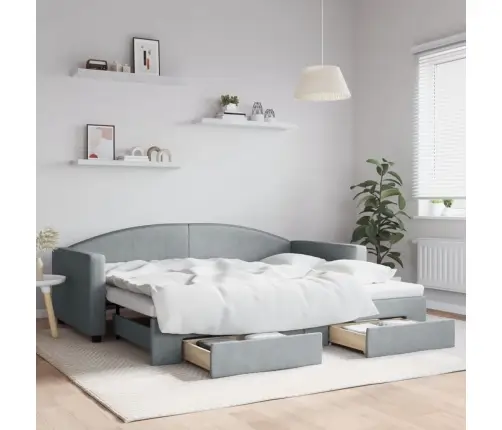 Väljatõmmatav Diivanvoodi, Helehall, 90X200 cm Kangas