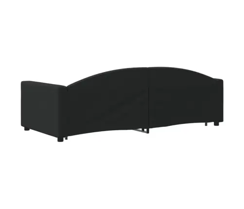 Lova Su Ištraukiama Dalimi/Stalčiais, Juoda, 90X200cm Audinys