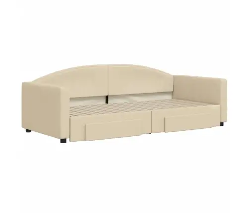 Izvelkams Dīvāns Ar Atvilktnēm, Krēmkrāsas Audums, 90X200 Cm Vidaxl Izvelkams Dīvāns Ar Atvilktnēm, Krēmkrāsas Audums, 90X200 Cm Vidaxl