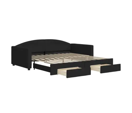 Diivanvoodi Väljatõmmatava Osaga, Must, 100X200 cm Kangas