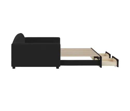 Diivanvoodi Väljatõmmatava Osaga, Must, 100X200 cm Kangas