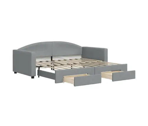 Izvelkams Dīvāns Ar Atvilktnēm, Gaiši Pelēks, 90X190 Cm, Audums Vidaxl