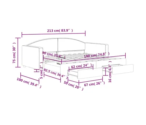 Izvelkams Dīvāns Ar Atvilktnēm, Gaiši Pelēks, 90X190 Cm, Audums Vidaxl