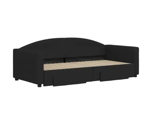 Lova Su Ištraukiama Dalimi/Stalčiais, Juoda, 90X190cm Audinys