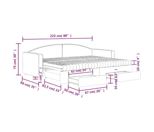 Izvelkams Dīvāns Ar Atvilktnēm, Gaiši Pelēks, 80X200 Cm, Audums Vidaxl