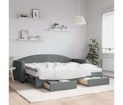 Diivanvoodi Väljatõmmatava Osaga, Tumehall, 80X200 Cm Kangas