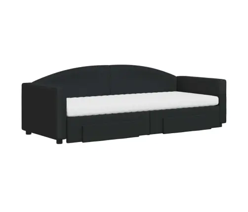 Izvelkams Dīvāns Ar Atvilktnēm, Melns, 80X200 Cm, Audums Vidaxl