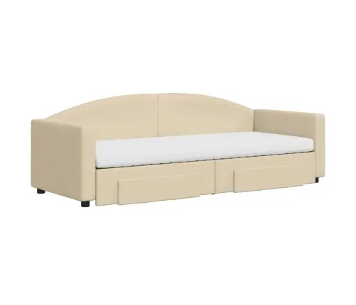 Izvelkams Dīvāns Ar Atvilktnēm, Krēmkrāsas Audums, 80X200 Cm Vidaxl