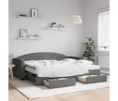 Diivanvoodi Väljatõmmatava Osaga, Tumehall, 90X200 cm Kangas